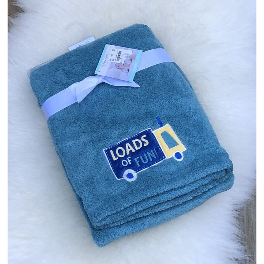 Baby Gear Embroidered Truck Baby Boy Blanket Fleece Green Plush”Loads Of Fun”New